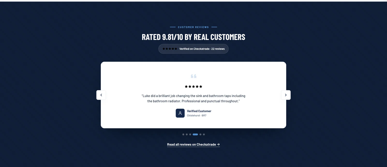 Customer review section headed rated 9.81 out of 10 by real customers