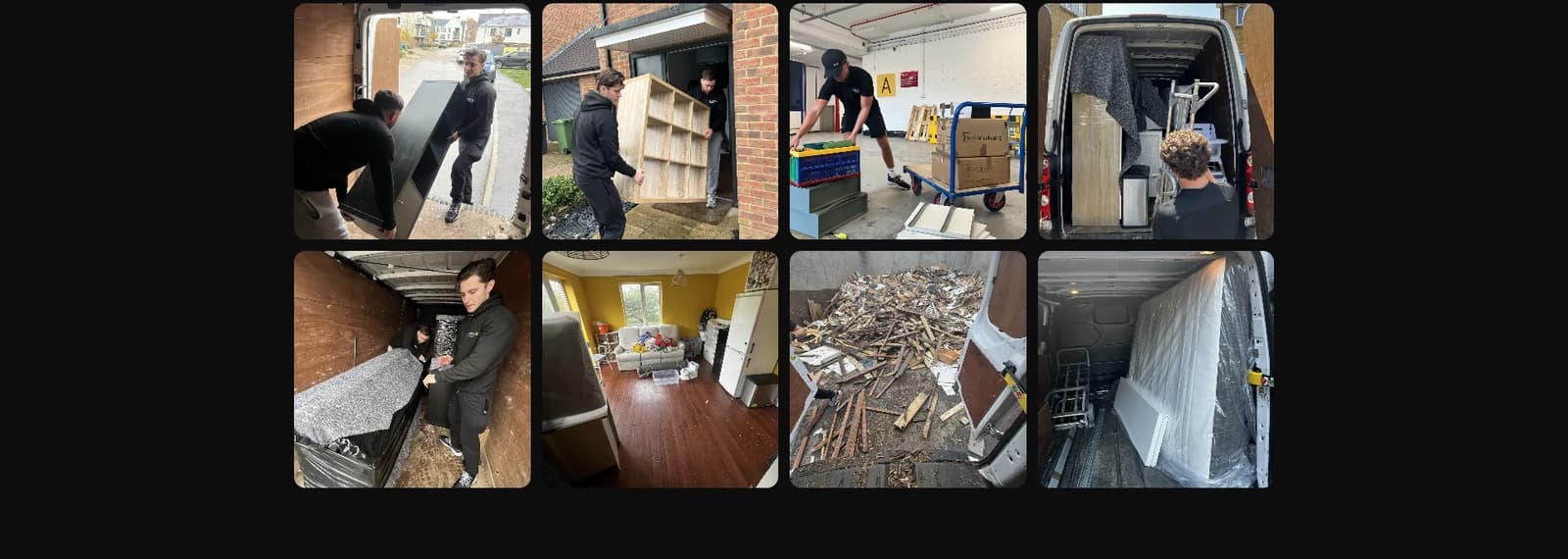 Photographs of the team packing and loading on real jobs